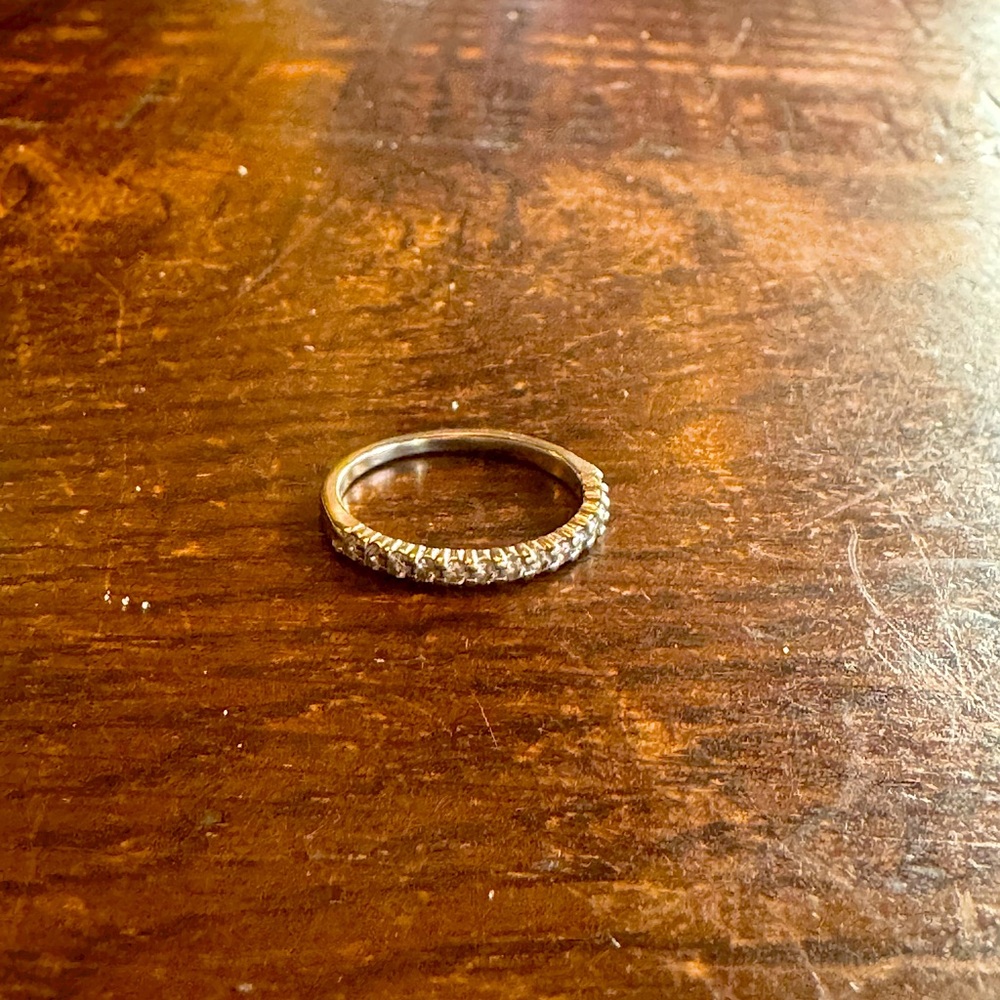 Zales silver-tone diamond pavé stacking ring